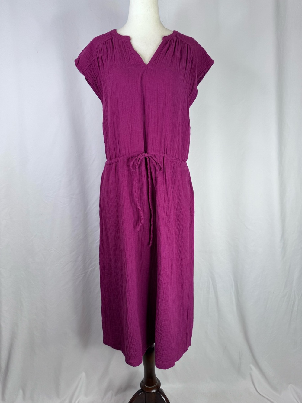 Pact Magenta Drawstring Midi Dress